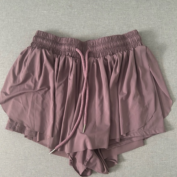 Pants - purple flowy butterfly athletic shorts. NWOT.